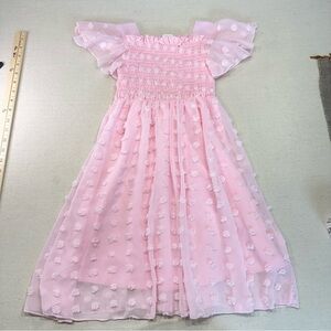 Aideaone Girls Chiffon Dress Flutter Ruffle Short Sleeve Girls Square Neck - 7T